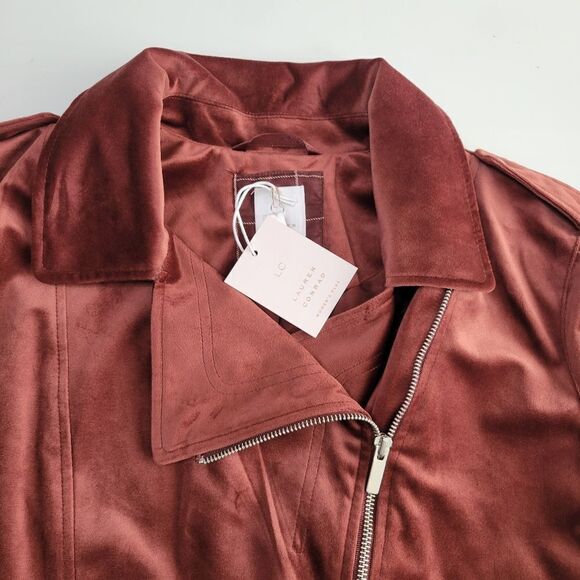 NEW 1X SOFT COPPER BURGUNDY ZIP LINED MOTO TRAVEL PACKABLE COAT JACKET XXL NWT - Picture 6 of 14